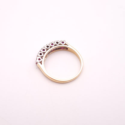 9ct Yellow Gold Ruby and Diamond Half Eternity Row Ring