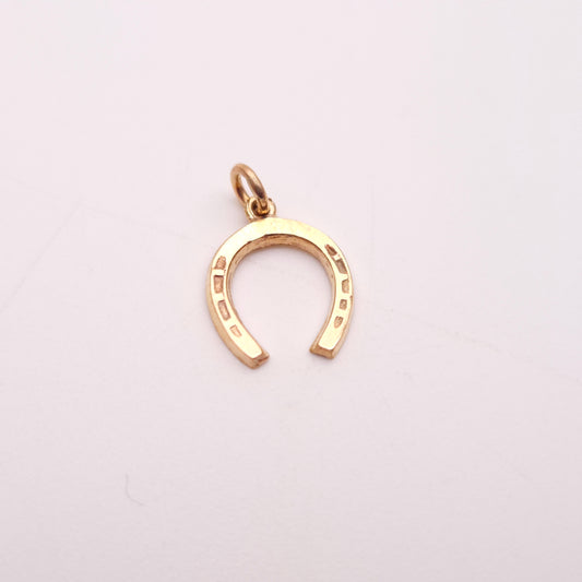 9ct Yellow Gold Small Hollow Horseshoe Charm / Pendant