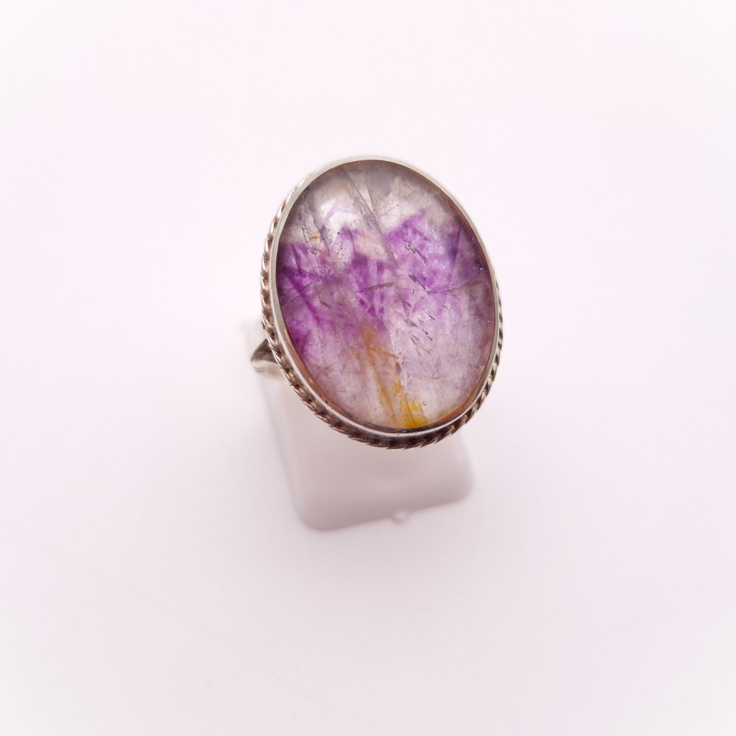 Sterling Silver Large Oval Cabochon Statement Blue John Cocktail Ring