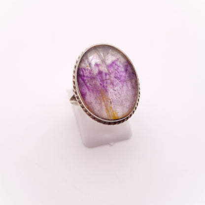 Sterling Silver Large Oval Cabochon Statement Blue John Cocktail Ring