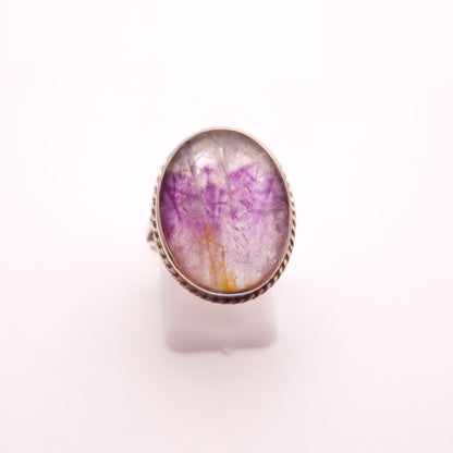 Sterling Silver Large Oval Cabochon Statement Blue John Cocktail Ring