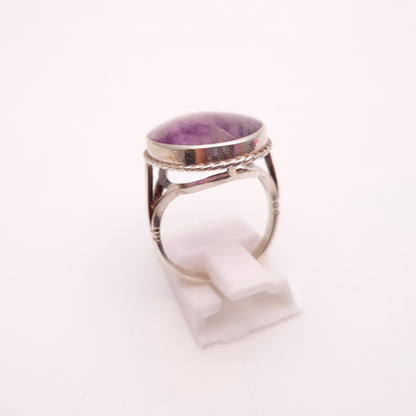 Sterling Silver Large Oval Cabochon Statement Blue John Cocktail Ring