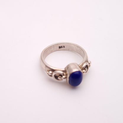 Sterling Silver Lapis Lazuli Solitaire Statement Ring