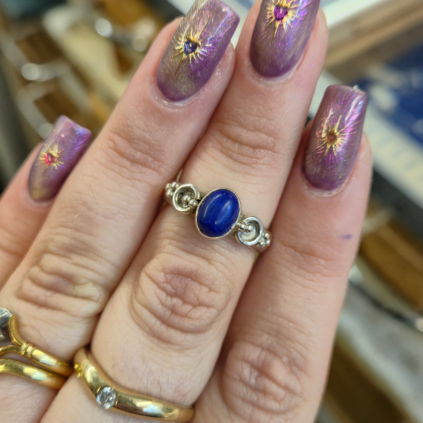 Sterling Silver Lapis Lazuli Solitaire Statement Ring