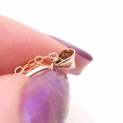 9ct Yellow Gold Vintage Oval Cabochon Moonstone Solitaire Pendant Necklace