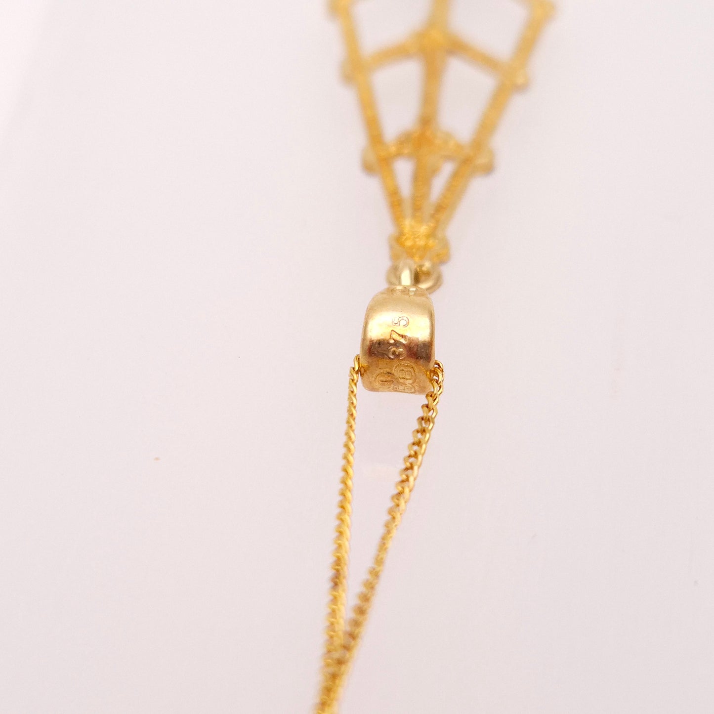 9ct Yellow and White Gold Diamond Shape Openwork Pendant and Chain Necklace