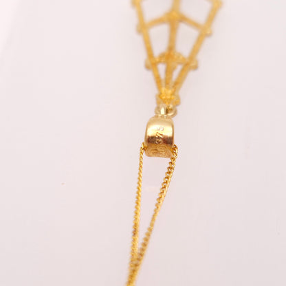 9ct Yellow and White Gold Diamond Shape Openwork Pendant and Chain Necklace