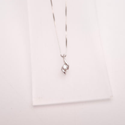 18ct White Gold Diamond Crossover Pendant and Chain Necklace
