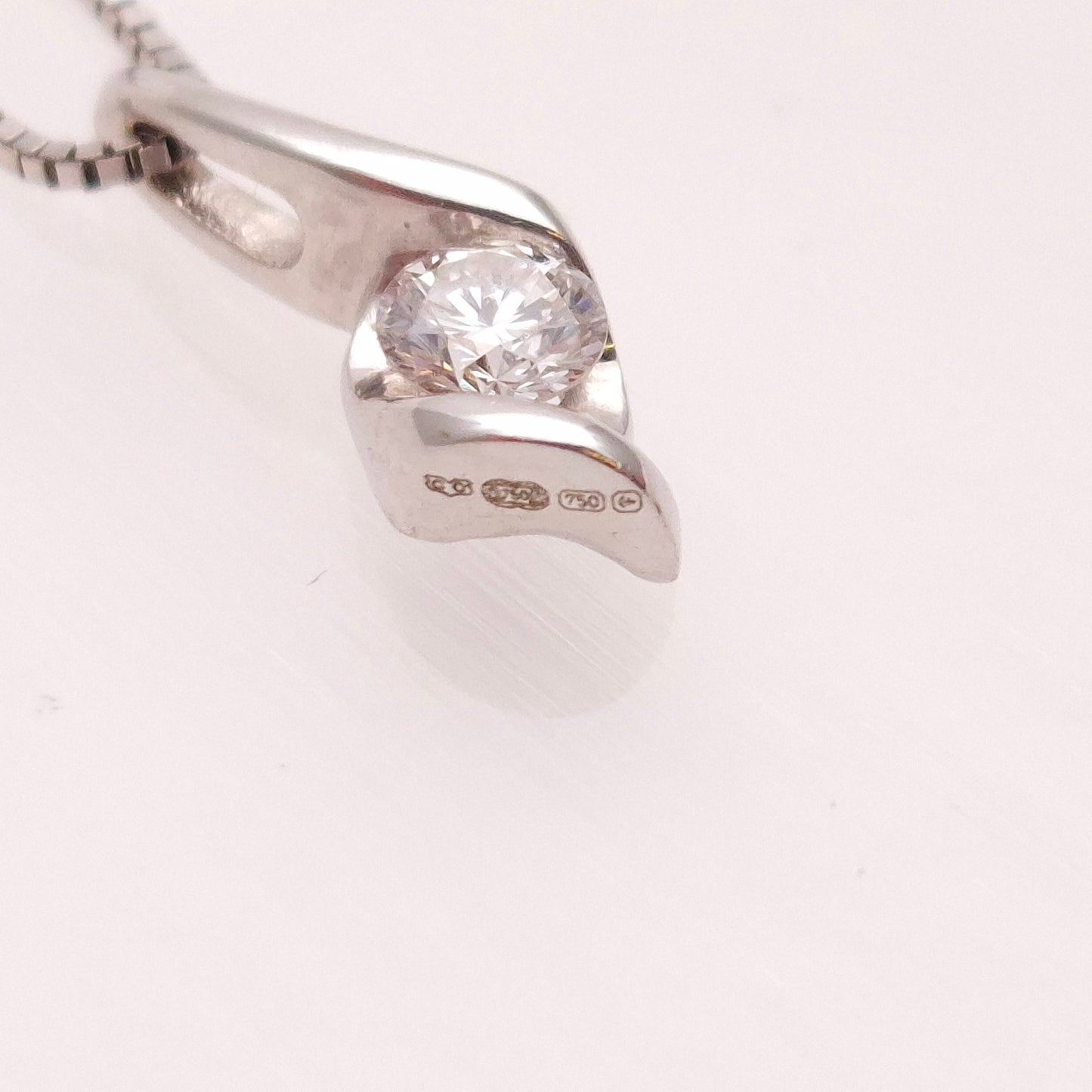 18ct White Gold Diamond Crossover Pendant and Chain Necklace