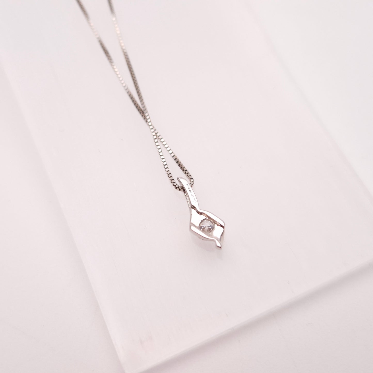 18ct White Gold Diamond Crossover Pendant and Chain Necklace
