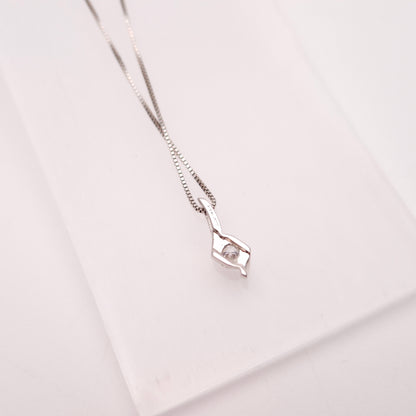 18ct White Gold Diamond Crossover Pendant and Chain Necklace