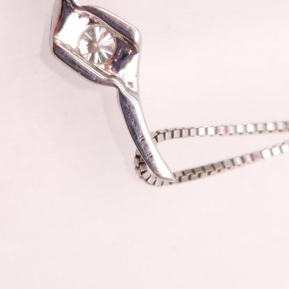 18ct White Gold Diamond Crossover Pendant and Chain Necklace