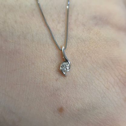 18ct White Gold Diamond Crossover Pendant and Chain Necklace