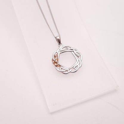 Sterling Silver and Rose Gold Clogau Hearts Entwined / Eternal Love Necklace