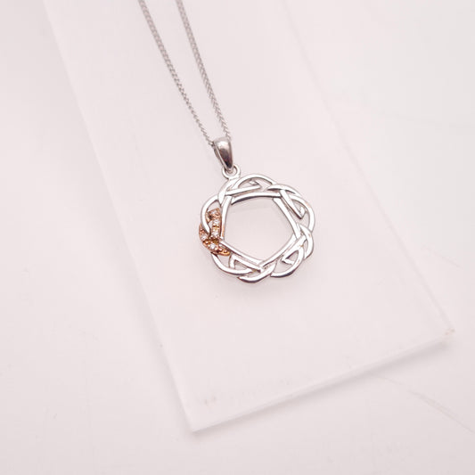 Sterling Silver and Rose Gold Clogau Hearts Entwined / Eternal Love Necklace