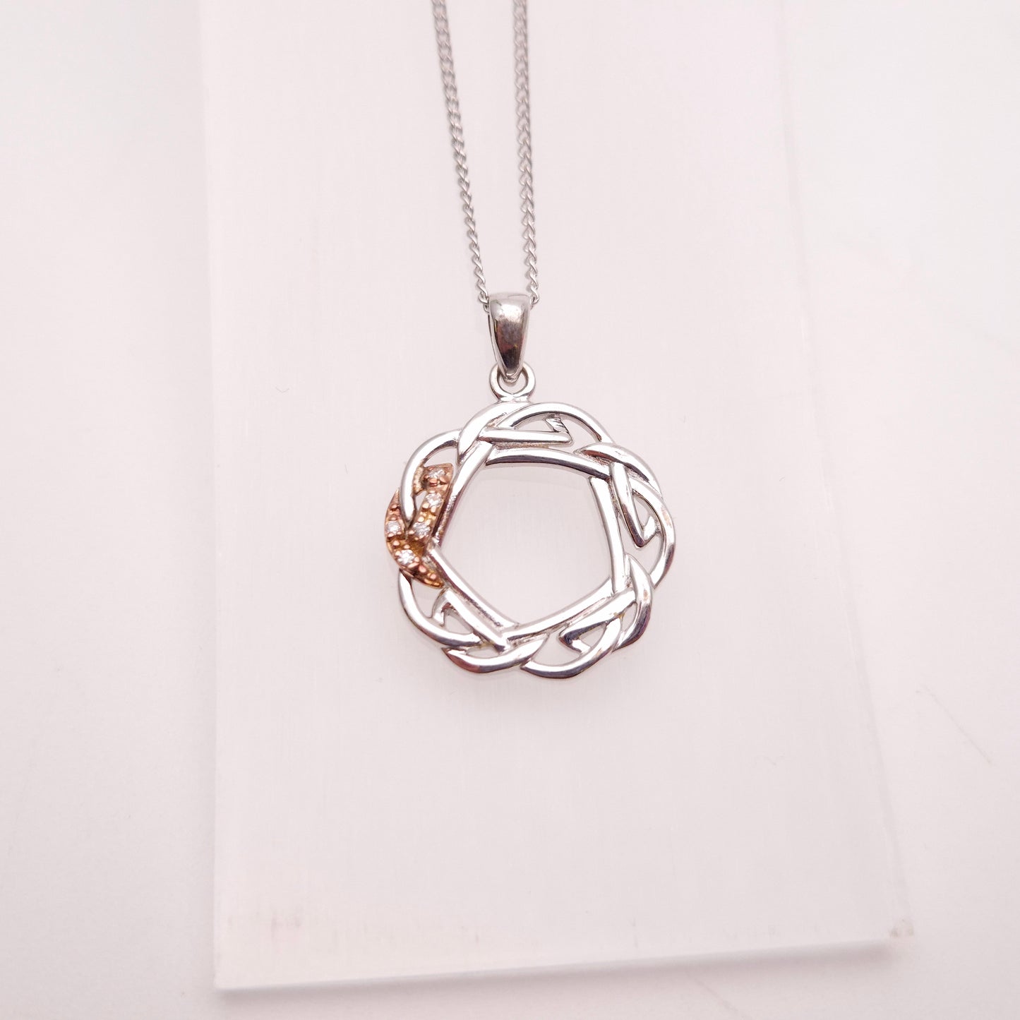 Sterling Silver and Rose Gold Clogau Hearts Entwined / Eternal Love Necklace