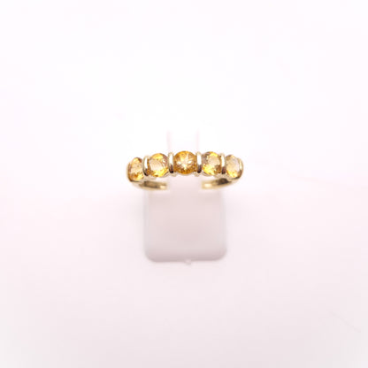 9ct Yellow Gold Round Cut 5 Stone Citrine Row Ring