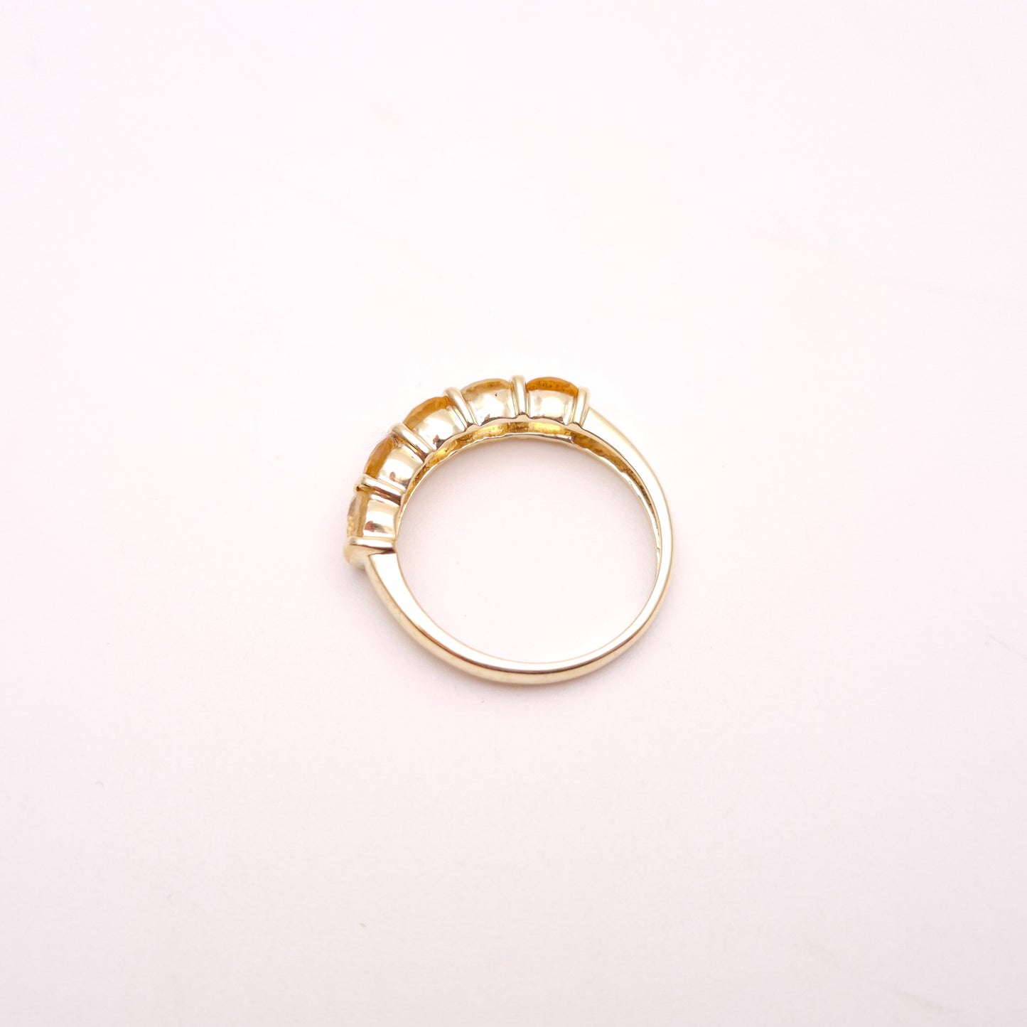 9ct Yellow Gold Round Cut 5 Stone Citrine Row Ring