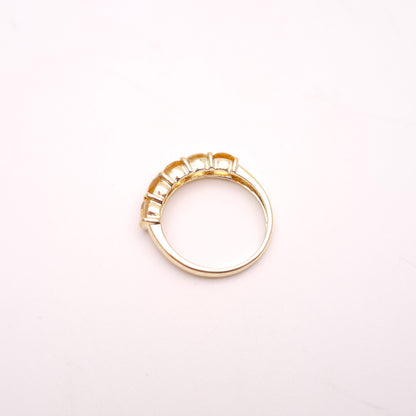 9ct Yellow Gold Round Cut 5 Stone Citrine Row Ring