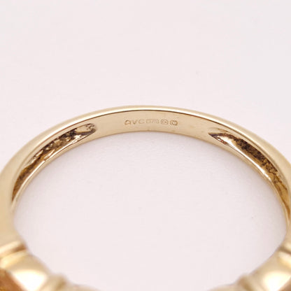 9ct Yellow Gold Round Cut 5 Stone Citrine Row Ring
