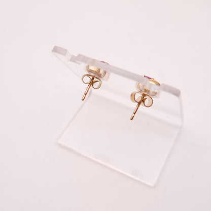 9ct Yellow Gold Teardrop Pear Shaped Ruby Openwork Stud Earrings