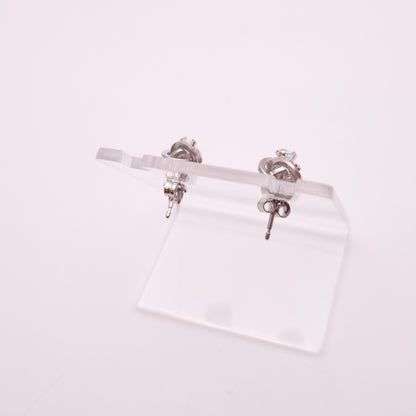 9ct White Gold Lightweight Cubic Zirconia CZ Swirly Knot Stud Earrings