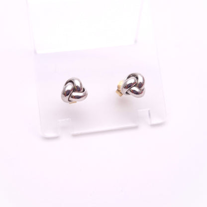 9ct White Gold 3 Strand Lightweight Knot Stud Earrings