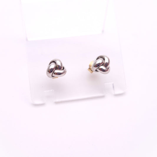 9ct White Gold 3 Strand Lightweight Knot Stud Earrings