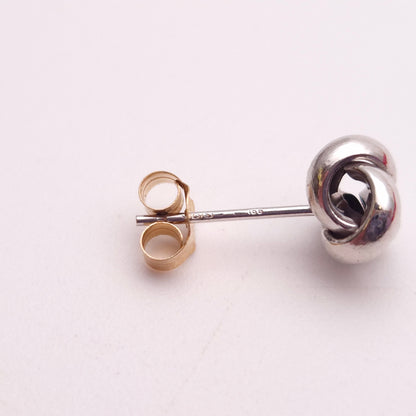 9ct White Gold 3 Strand Lightweight Knot Stud Earrings