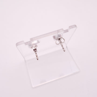 9ct White Gold Round Cubic Zirconia CZ Teardrop Wave Stud Earring