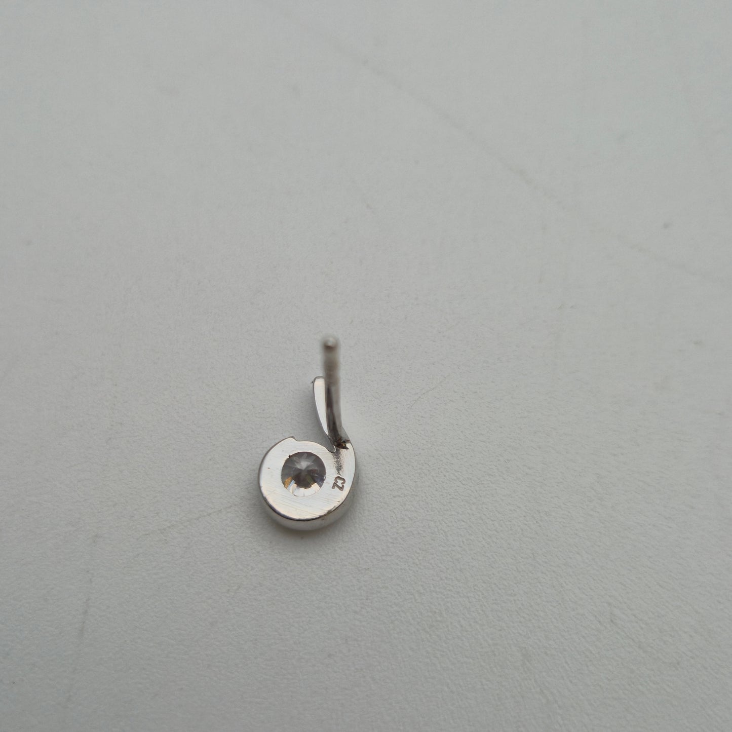 9ct White Gold Round Cubic Zirconia CZ Teardrop Wave Stud Earring