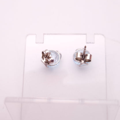 9ct White Gold Blue Topaz Swirly Wire-Work Stud Earrings