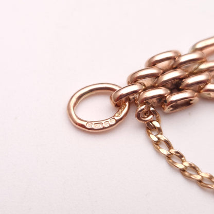 9ct Rose Gold Vintage Repro Wide Gate Bracelet with Heart Padlock Clasp