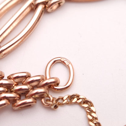 9ct Rose Gold Vintage Repro Wide Gate Bracelet with Heart Padlock Clasp