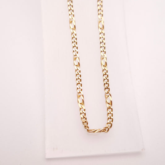 9ct Yellow Gold Fancy Link 62cm / 25 Inch 1 + 5 Figaro Chain Necklace