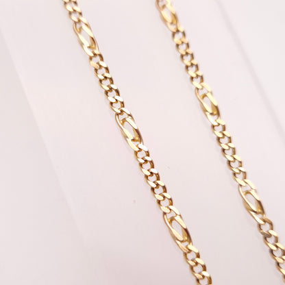 9ct Yellow Gold Fancy Link 62cm / 25 Inch 1 + 5 Figaro Chain Necklace