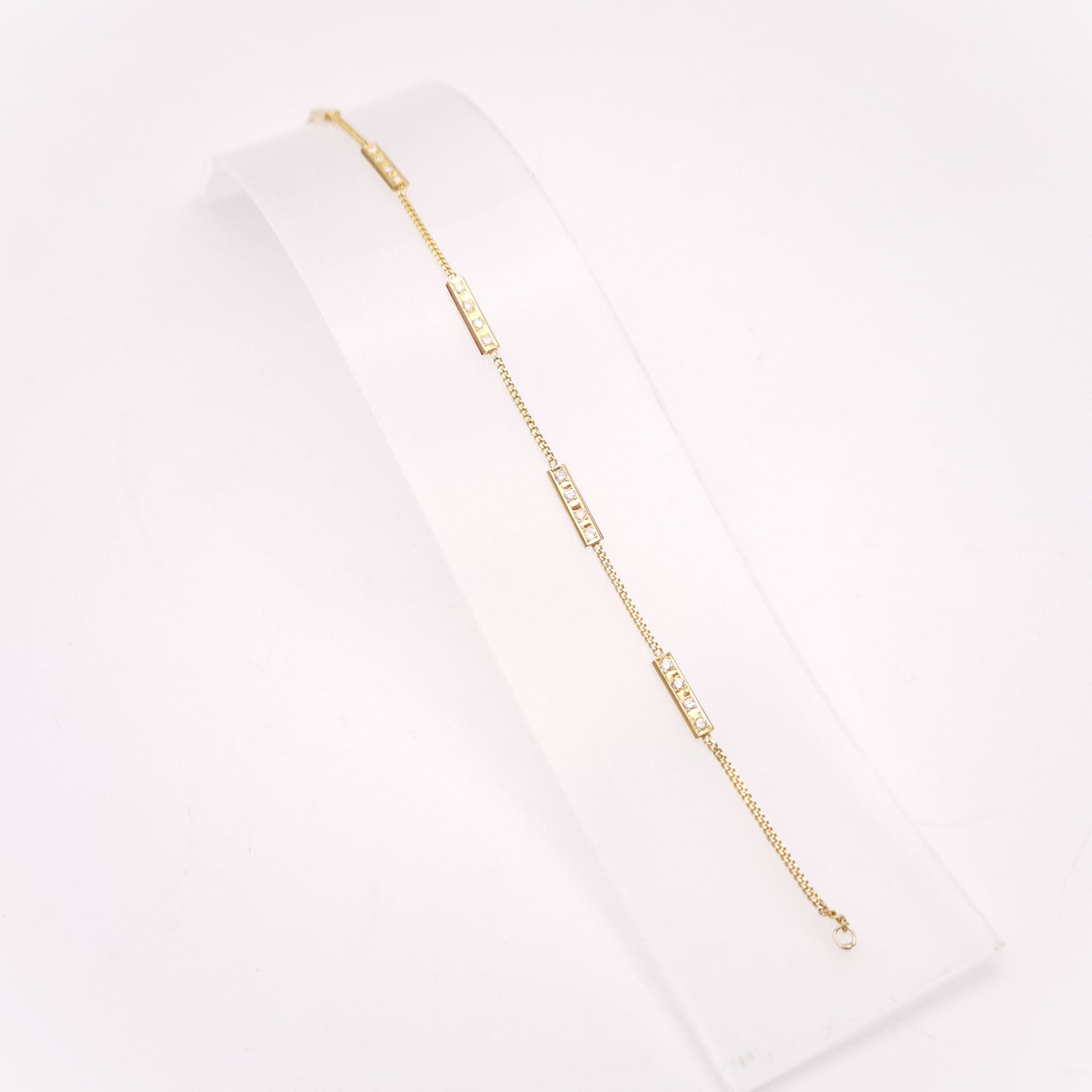 14ct Yellow Gold Vintage Diamond Set Bar Station Bracelet