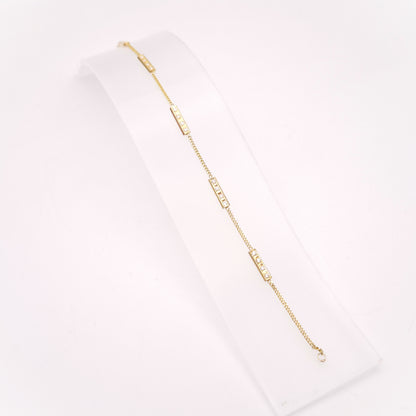 14ct Yellow Gold Vintage Diamond Set Bar Station Bracelet