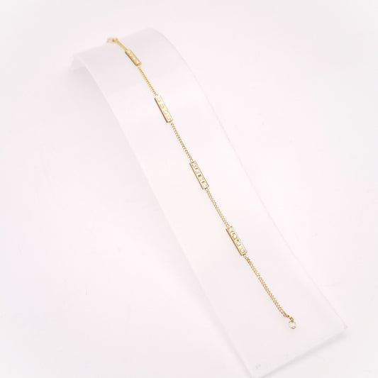 14ct Yellow Gold Vintage Diamond Set Bar Station Bracelet