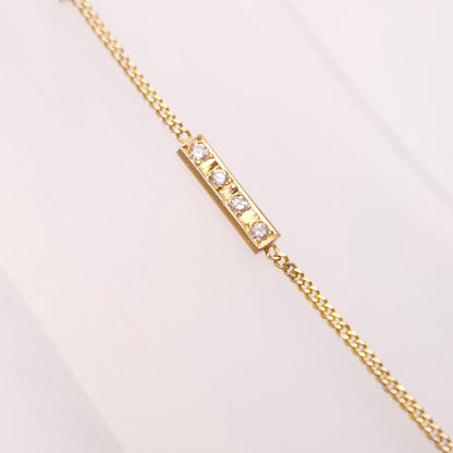 14ct Yellow Gold Vintage Diamond Set Bar Station Bracelet