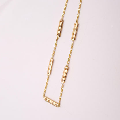 14ct Yellow Gold Vintage Diamond Set Bar Station Bracelet