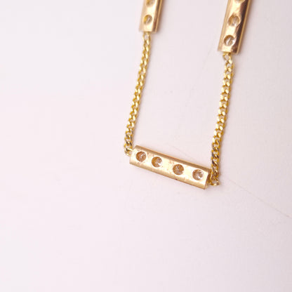 14ct Yellow Gold Vintage Diamond Set Bar Station Bracelet