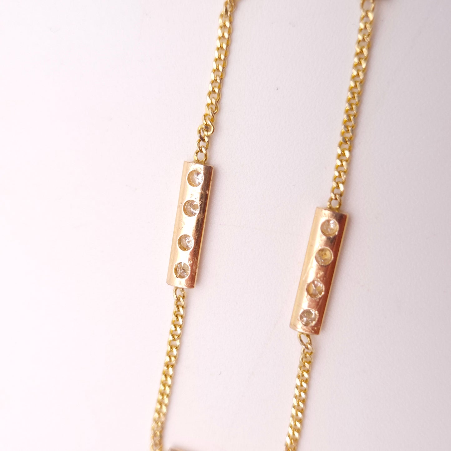 14ct Yellow Gold Vintage Diamond Set Bar Station Bracelet