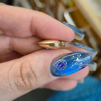 Rolled Gold Antique Turquoise Set Hollow Heart Pendant / Charm (AF)