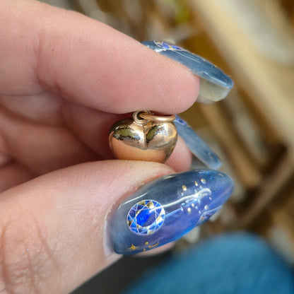 Rolled Gold Antique Turquoise Set Hollow Heart Pendant / Charm (AF)