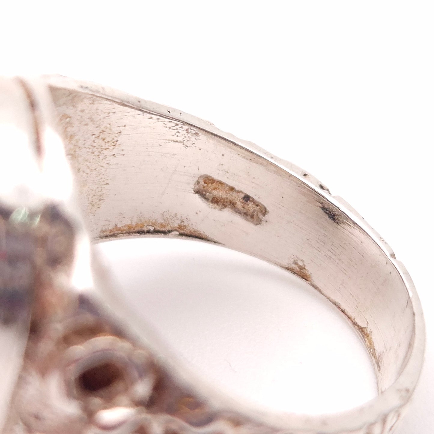 Sterling Silver Vintage Oval Carved Centurion Onyx Signet Statement Ring