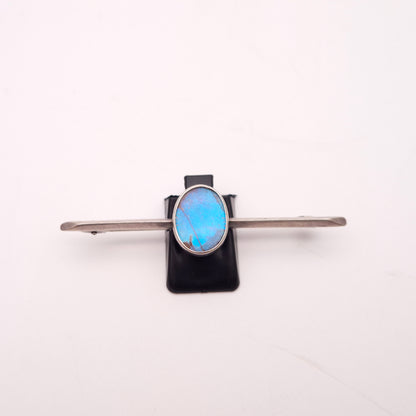 Sterling Silver Antique 1921 Oval Butterfly Wing Set Bar Brooch