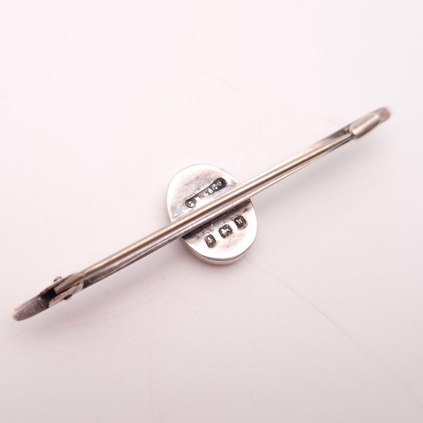 Sterling Silver Antique 1921 Oval Butterfly Wing Set Bar Brooch