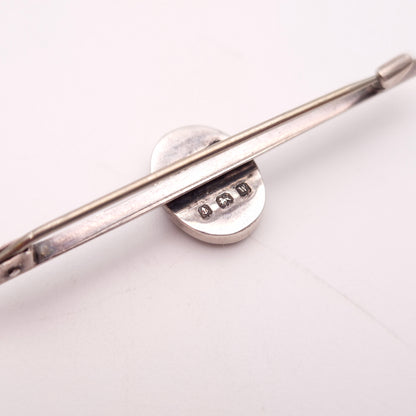 Sterling Silver Antique 1921 Oval Butterfly Wing Set Bar Brooch