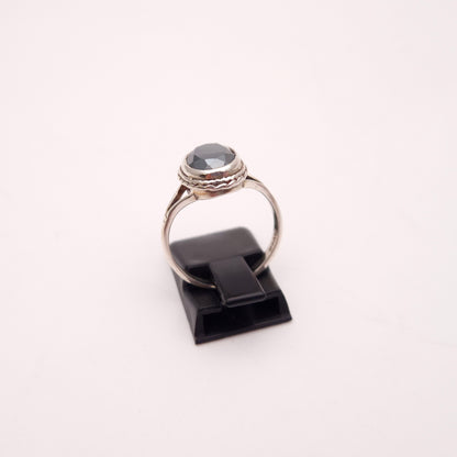 Sterling Silver Vintage Hematite Solitaire Stone Ring